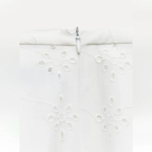 Zara ZW Collection Voluminous Skirt with Cutwork Embroidery Sz-L - Picture 8 of 11